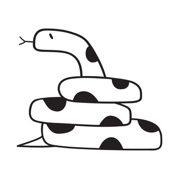 Snake. Outline isolated icon. Hand drawn illustration on white background.