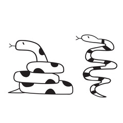 Snakes. Collection of outline icons. Black color. Hand drawn graphic design. Illustrations