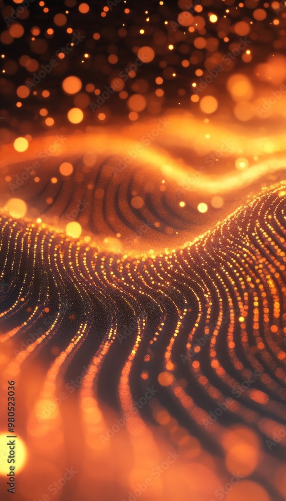 Poster swirling waves of golden light a 3d abstract background with sparkling particle effects