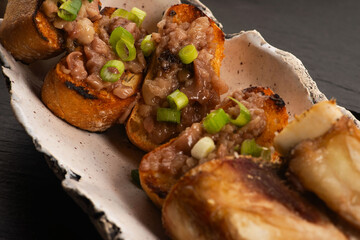 Homemade Roasted Beef Bone Marrow with toast