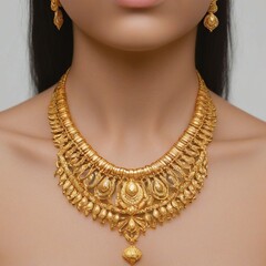 woman with gold necklace mannequin styling glamorous accessory close view