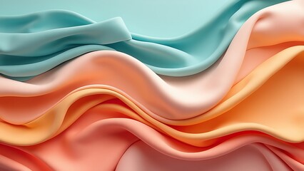 Obraz premium Vibrant abstract waves of colorful fabric folds in dynamic motion, ideal for backgrounds or creative designs.