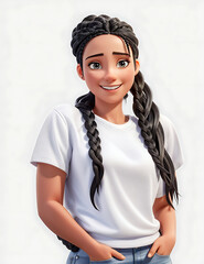 black hair latin cartoon women