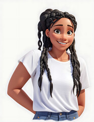 black hair latin cartoon women