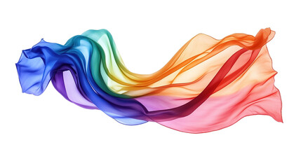 Obraz premium Vibrant rainbow and red cloth fluttering, isolated on clear backdrop.