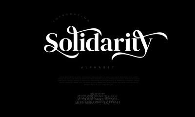 Solidarity typography beauty fashion elegant minimalist serif italic fonts decorative wedding vintage retro logos. Minimal luxury font alphabet logo. Vector illustration