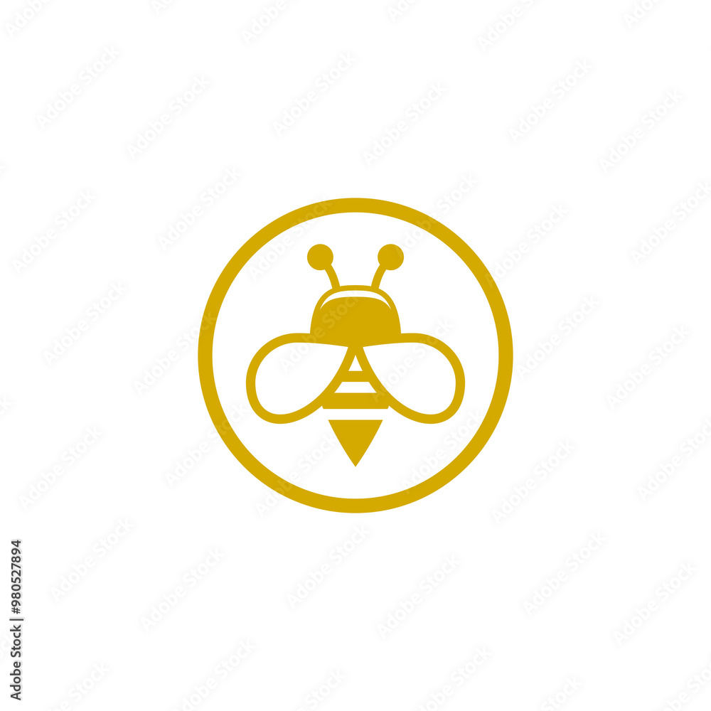 Poster bee symbol circle icon isolated on transparent background