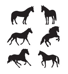 Collection of horse silhouettes set