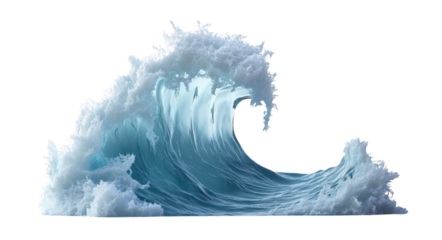 3D render of an isolated ocean wave with foam on a white background