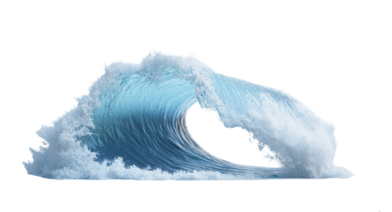 3D render of an isolated ocean wave with foam on a white background