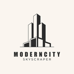 Fototapeta premium modern city building skyscraper logo design vector.