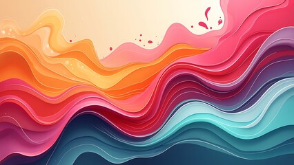 A vibrant abstract design featuring fluid shapes in vivid colors like purple, blue, orange, and pink background. Perfect for creative projects, digital art, and dynamic backgrounds.