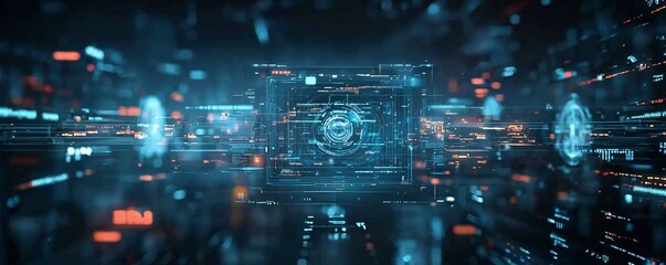 Fototapeta premium AI city, advanced technology, futuristic infrastructure, holographic displays