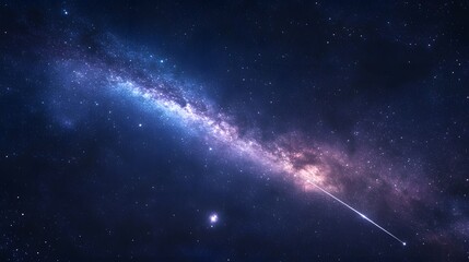 The night sky showing a vibrant display of auroras, the Milky Way, and meteors, a satellite orbiting in the distance, hyper-real, sharp, and high-quality illustration