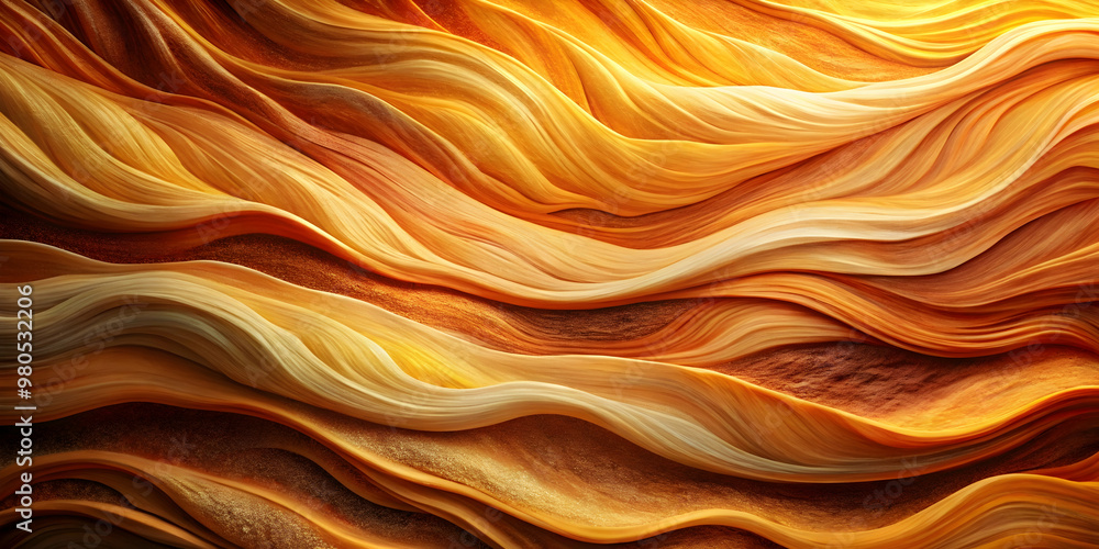 Aufkleber abstract golden waves: abstract art photograph featuring a flowing, undulating pattern of golden and