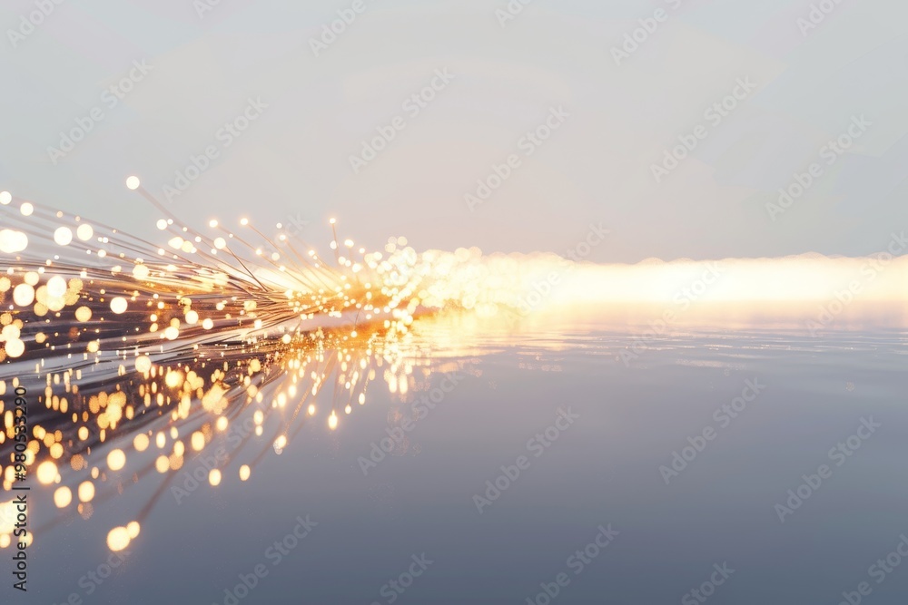Aufkleber A futuristic array of glowing fiber optic cables representing high-speed data transfer and advanced digital communication in a modern technological network