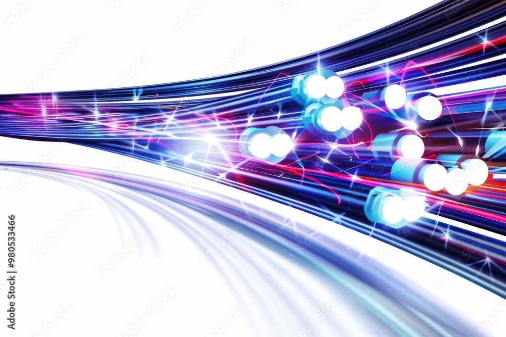 Aufkleber A futuristic array of glowing fiber optic cables representing high-speed data transfer and advanced digital communication in a modern technological network