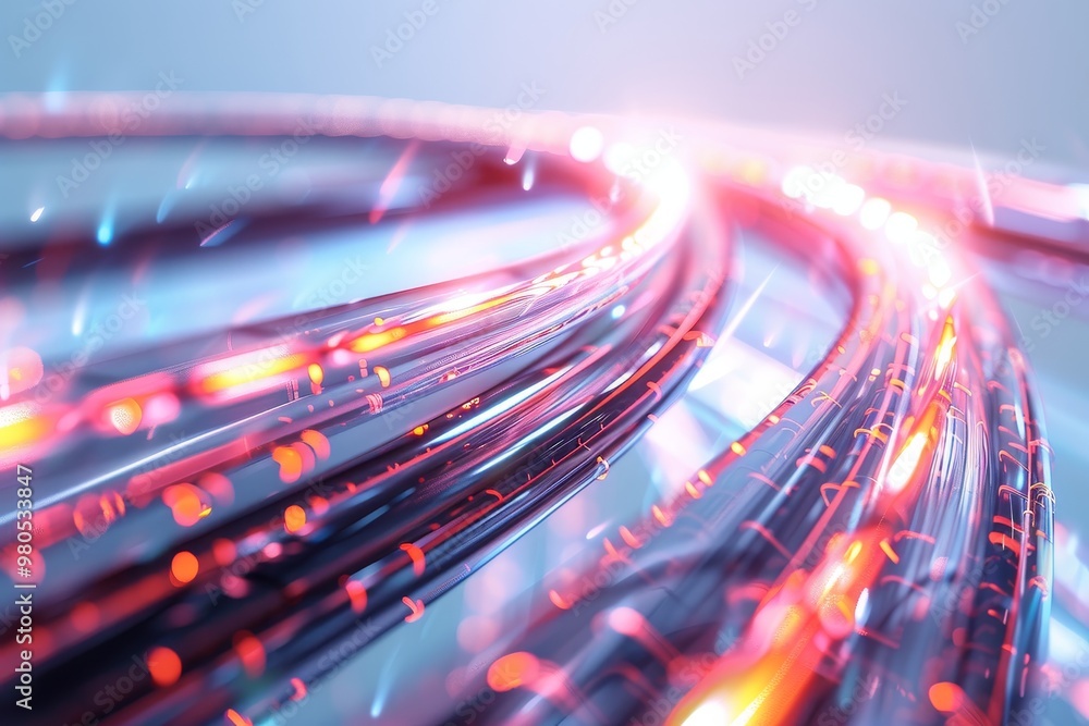 Aufkleber A futuristic array of glowing fiber optic cables representing high-speed data transfer and advanced digital communication in a modern technological network