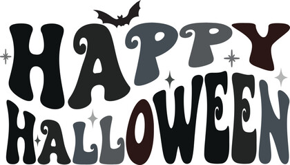 Happy Halloween Text, Design for print on shirt, poster, banner. Pink color text on white background. Lovely print for tee shirt Illustrator Artwork