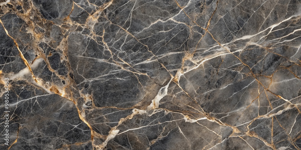 Poster polished dark grey marble background surface with subtle veining pattern, providing a sleek and mode