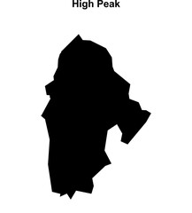 High Peak blank outline map