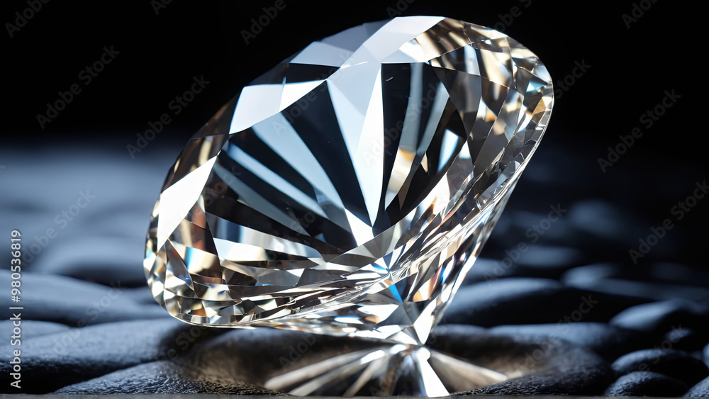 Poster a beautifully cut diamond rests on a textured surface, reflecting various colors and patterns as lig