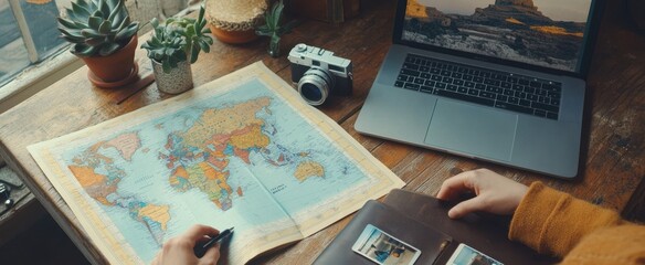 The World Map and Laptop