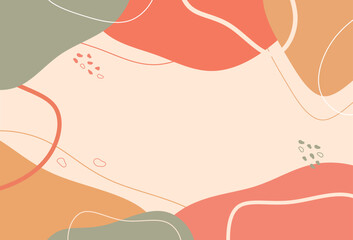 Abstract pastel background with organic shapes and lines. Minimalist design with soft color blobs and doodles.