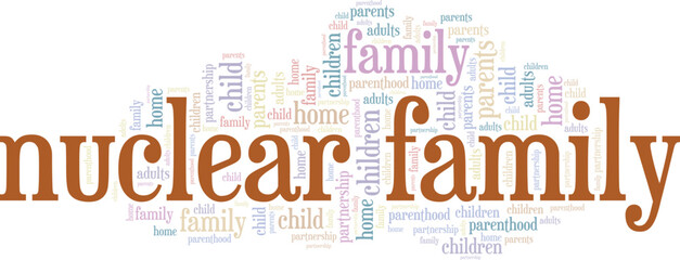 Nuclear Family word cloud conceptual design isolated on white background.