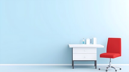 Modern healthcare room, advanced medical tools, flat design illustration