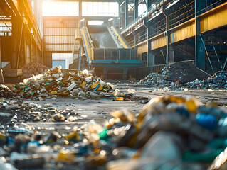 Plant for processing and recycling waste and garbage. Neural network AI generated art