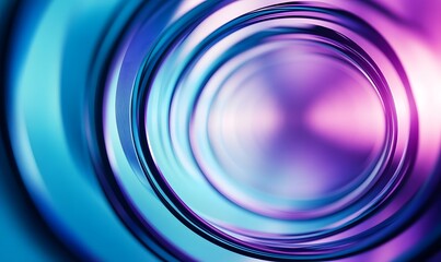 Fototapeta premium Abstract background with blue and purple lines in the shape of circles, light blue background, glass effect, minimalist style. blurred focus on curves, light refraction effects, 