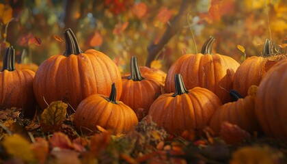 Vibrant Pumpkin Patch Bursting with Warm Sunlight on a Beautiful Autumn Day