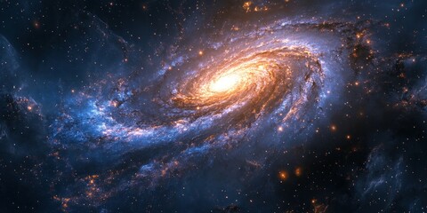 Obraz premium A Vibrant Spiral Galaxy in a Starry Night Sky