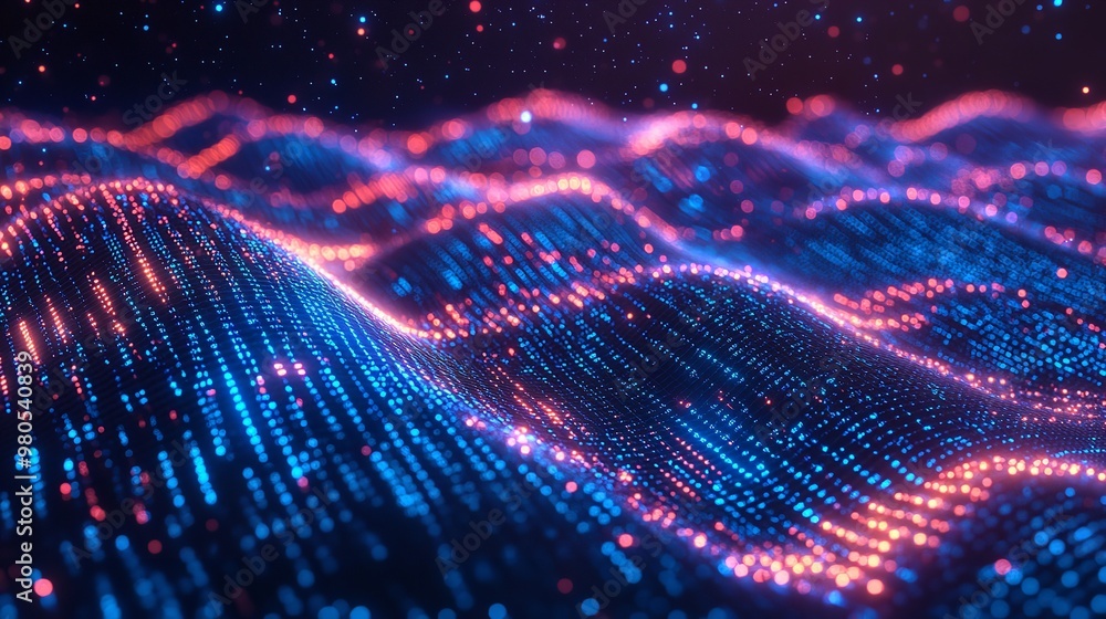 Aufkleber abstract 3-dimensional digital wave pattern background