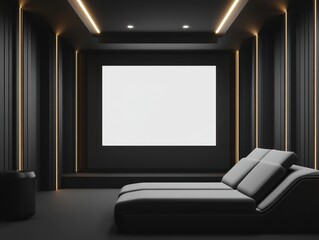 Fototapeta premium modern home cinema in dark colors with a blank screen