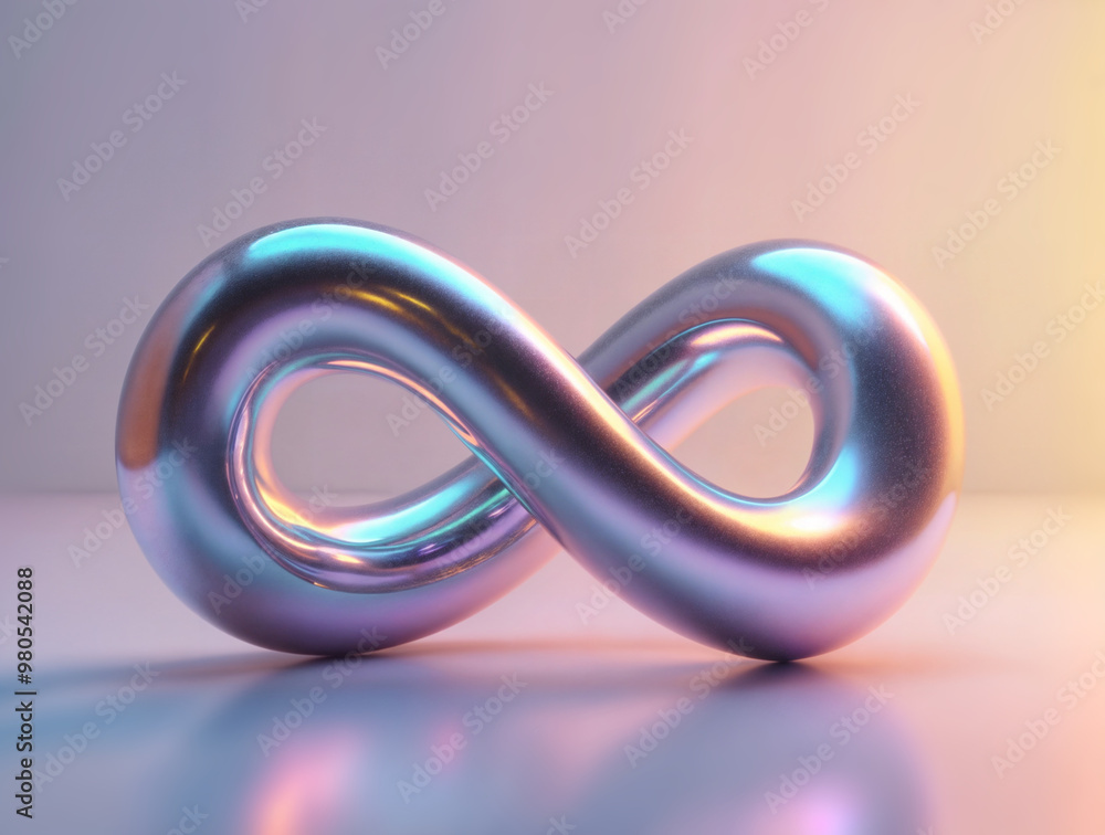 Poster abstract 3d infinity loop figure pearl . generative ai