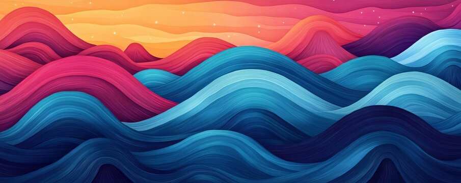 Abstract representation of zodiac compatibility as waves merging in a cosmic ocean