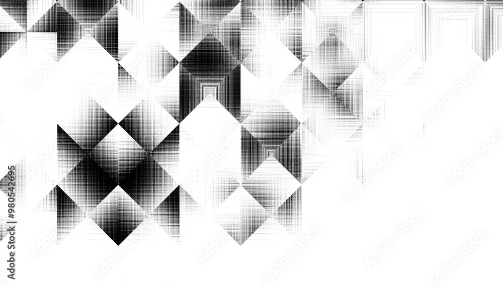 Poster Modern abstract transparent background texture with layers of black and gray transparent material in triangle diamond and squares shapes in