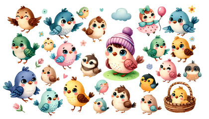 Obraz premium clip art of various birds 