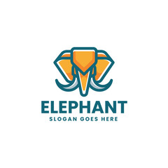 Vector Logo Illustration Elephant Simple Mascot Style