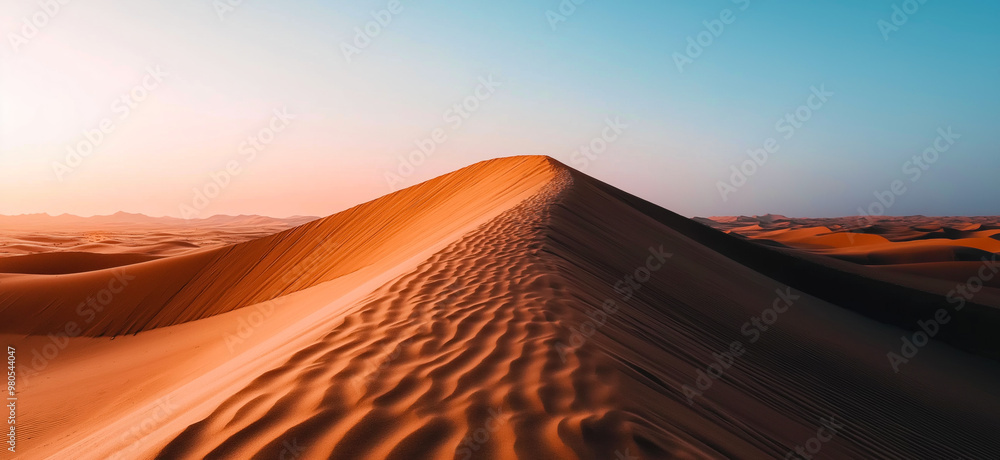 Wall mural Sand dunes. Desert landscape with beautiful sand dunes and blue sky