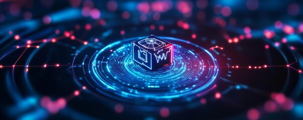 Cyber astrology match, digital signs, glowing cosmic background
