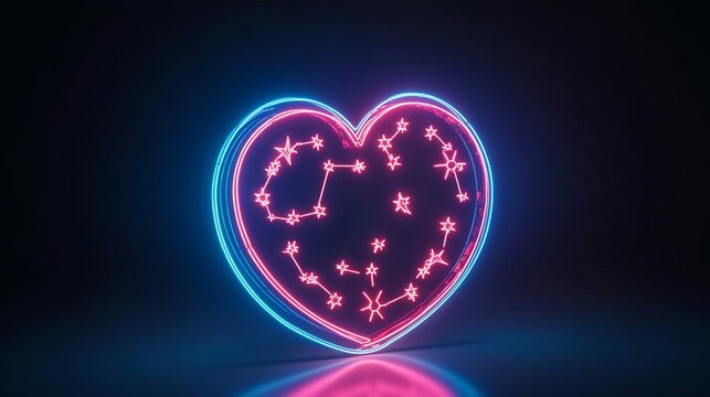 Digital love match, neon zodiac
