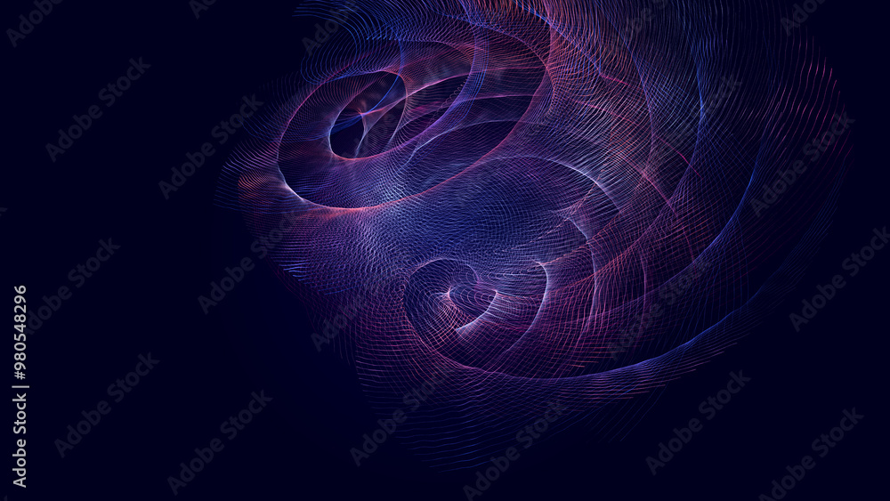 Poster abstract glitter particles in dark space. network data transfer concept. 3d rendering.