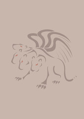 Four-Headed Winged Leopard, Greek Mythology © Renatex