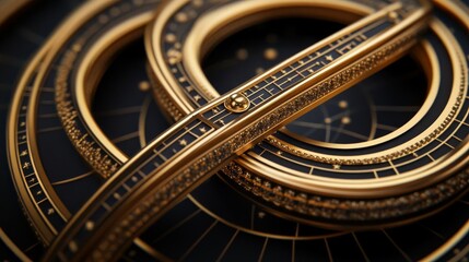 Obraz premium Twin astrological wheels intertwining, cosmic connection theme, 3D illustration
