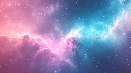 Fototapeta premium A Cosmic Canvas of Pink and Blue Nebulae with Scattered Stars