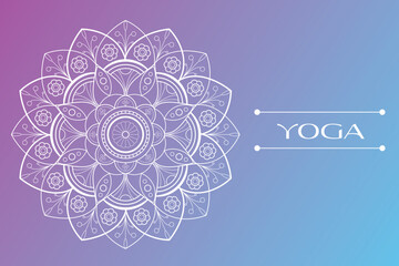 Yoga Studio Banner with Mandala on Purple Background