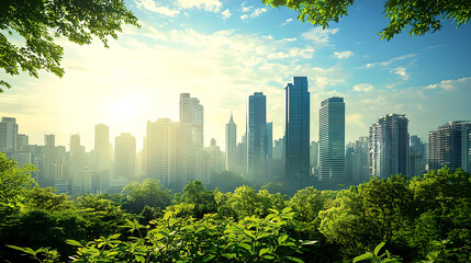 a green urban environment, fresh air and clean energy